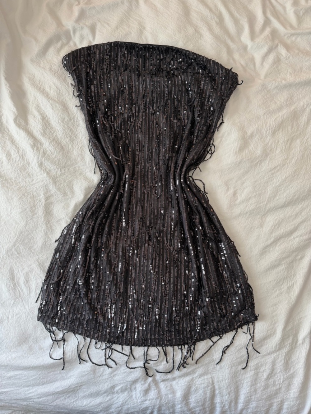 Target Black Strapless Sequin Fringe Mini Dress